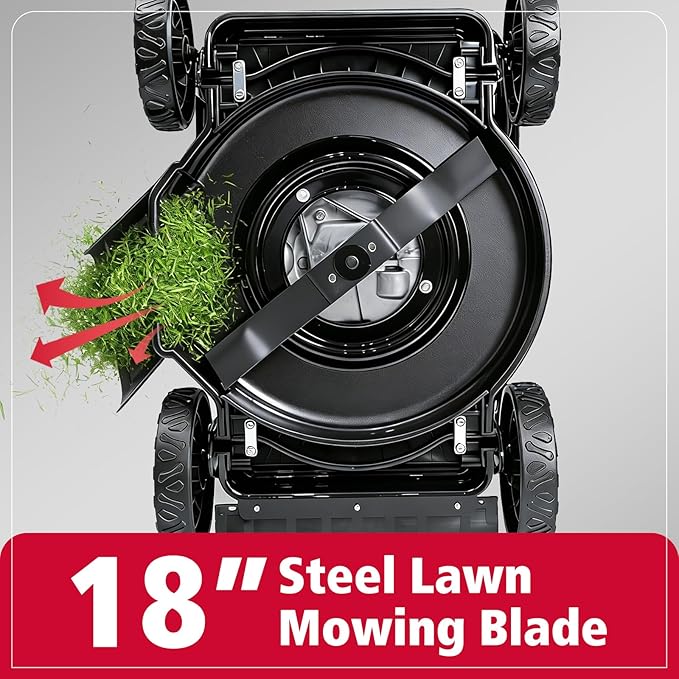 PowerSmart EasyCut 18-Inch Gas Lawn Mower, 144cc OHV Engine, Durable Steel Deck, Walk-Behind Push Mower with Side Discharge, 5-Position Height Adjustment, Lightweight Design for Small Yard