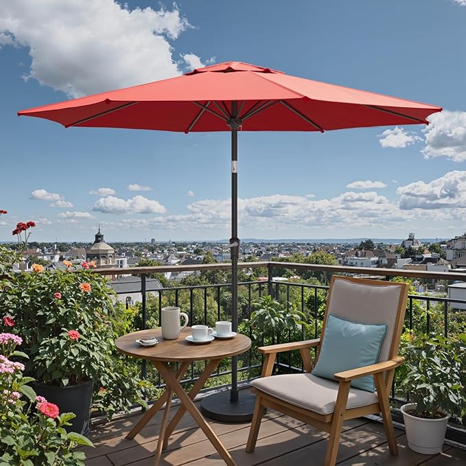 Sannwsg Patio Umbrellas, Pool Umbrella with 8 Sturdy Ribs, Outdoor Umbrella with Push Button Tilt/Crank, Deck Umbrellas, Market Umbrela Table for Backyard, Deck, Garden, Pool