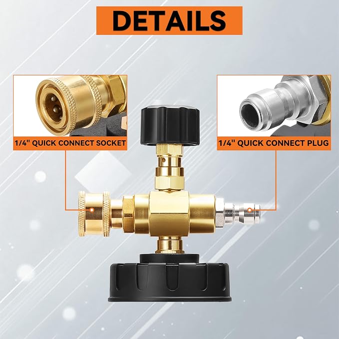 JOEJET Chemical Injector for Pressure Washer with Bottle, Adjustable Pressure Washer Soap Injector with 1/4 Inch Quick Connect, 3600 PSI