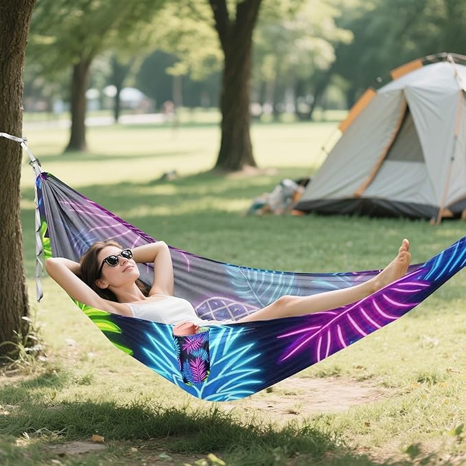 Summer Neon Pineapple Leaf 330lb Capacity Hammocks for Camping with Portabl Carry Bag Portable Hammock for Patio Backyard Lounge Base hamaca con Base para adultos