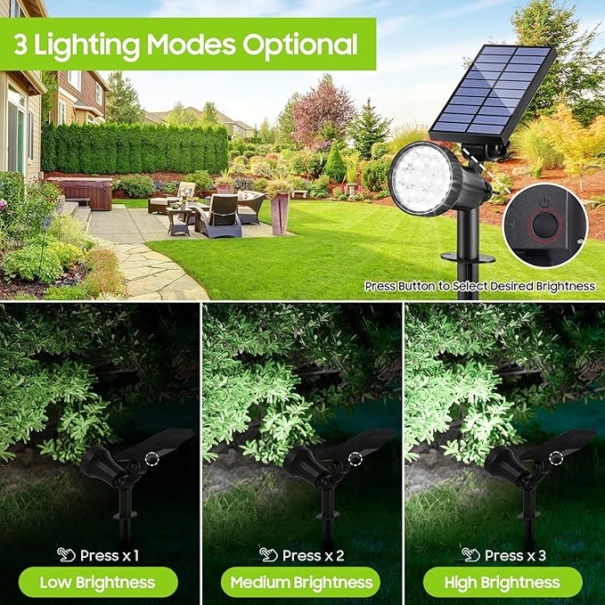 Bosceos Solar Spot Lights Outdoor - Adjustable Solar Flood Lights with 30 LEDs, 3 Modes, 800 Lumens，IP65 Waterproof, Solar Light for Landscape, Yard, Garden, Driveway, Tree(Daylight White, 6-Pack)