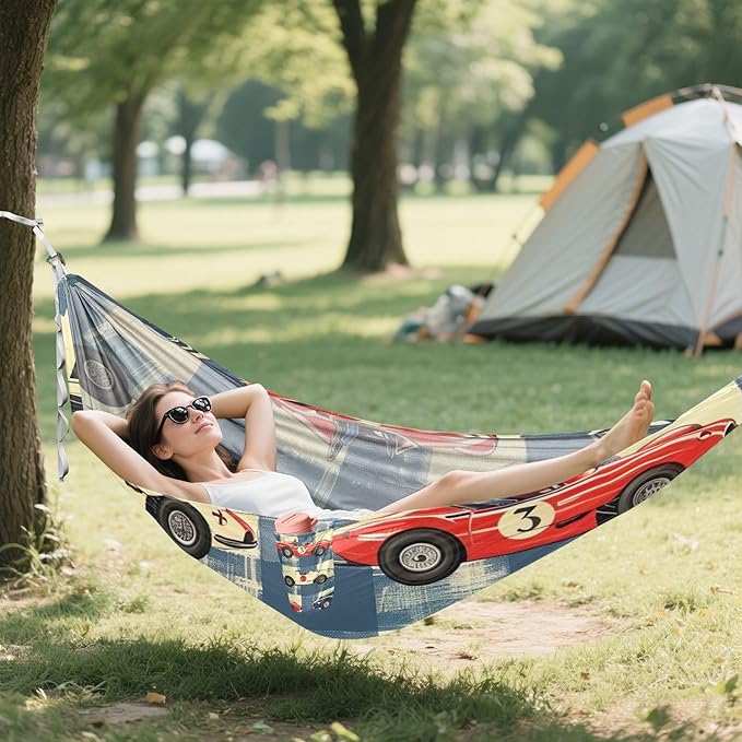 FRMG Cartoon Car Camping Hammock 500 lbs Capacity Portable Hammocks with Tree Straps & Attached Carry Bag, Camping Essentials Gear A0900423a