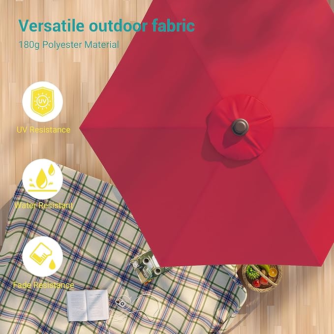 7.5ft Outdoor Umbrella Patio Umbrella,2-Year-Non-Fading,Table Market Patio Umbrella with Push Button Tilt and Crank,for Pool, Deck, Garden,Backyard