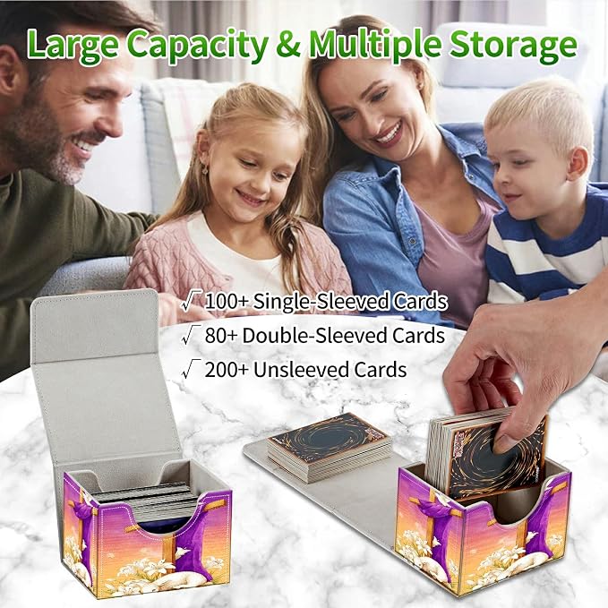 Card Deck Box for MTG, Cards Storage Box Fits 120+ Sleeved, Leather Small Size Strong Magnetic Closing Card Case for Board Games Magic TCG CCG Baseball Collection, Goat Pigeon
