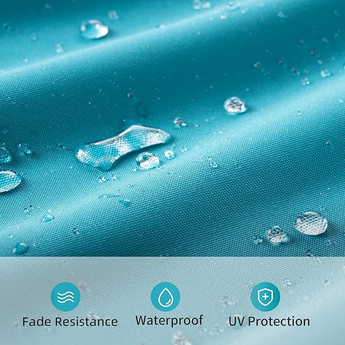 10 X 13 FT Cantilever Patio Umbrella with Led Lights Outdoor Rectangle Offset Large Double Top Heavy Duty Umbrellas with 360°Rotation for Pool Deck Backyard Garden, Turquoise