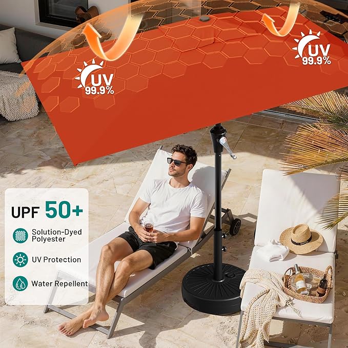 AreShark 6.5' x 10' Rectangular Patio Umbrellas for Outdoor, Outdoor Table Umbrella, Large Outdoor Patio Umbrellas with 6 Sturdy Ribs for Pool, Garden, Deck & Market (Orange)