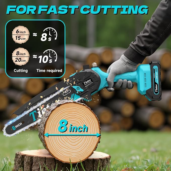 Mini Chainsaw Cordless, 8 Inch & 6 Inch Portable Electric Chainsaw,Battery Powered Handheld Power Chain Saw with 2 Batteries and Auto Oil,Gifts for Father, Dad, Husband, Men