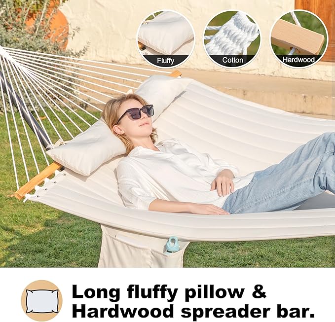 Fabric Hammock with Stand (Beige)