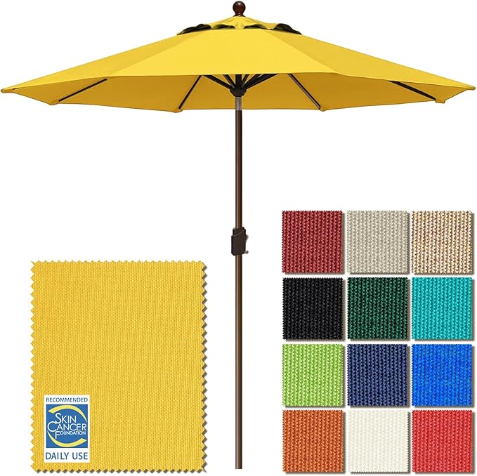 EliteShade USA 10-Year-Non-Fading 9Ft Market Patio Umbrella, UPF 50+ UV Protection Performance Sun Umbrella, Heavy Duty Commercial Grade Outdoor Table Umbrella with Crank & Tilt, Windproof Vented Top for Garden, Pool, Deck and Outdoor Playsets, Sunflow...
