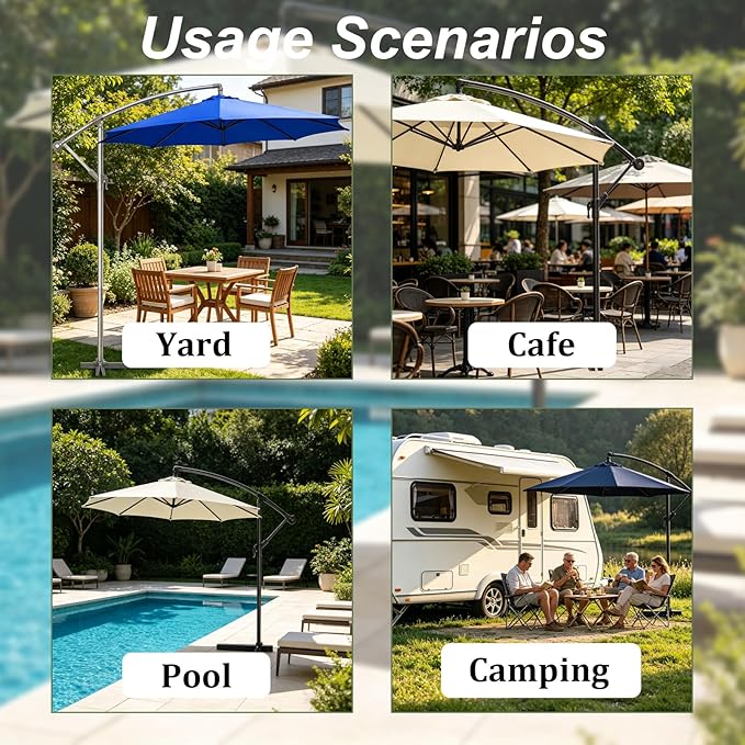 11ft Umbrella Replacement Canopy, Patio 8 Ribs Sun Umberlla Cover UV 50+ Protection Waterproof Cantilever for Garden, Backyard, Pool
