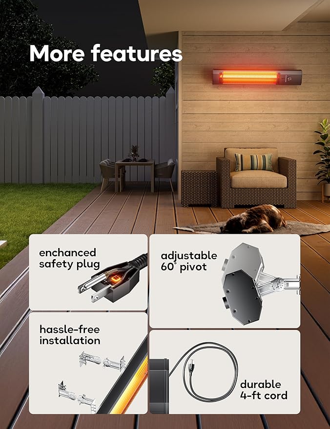 Patio Heater, 9 Heat Setting, 9-Hour Timer, Portable A - 5