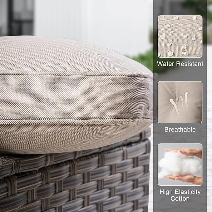 Patio Conversation Set,5 Pieces Wicker Patio Furnitures with Swivel Chair and Coffee Table,All Weather Patio Furniture Set for Garden,Backyard,Poolside and Patio,Beige