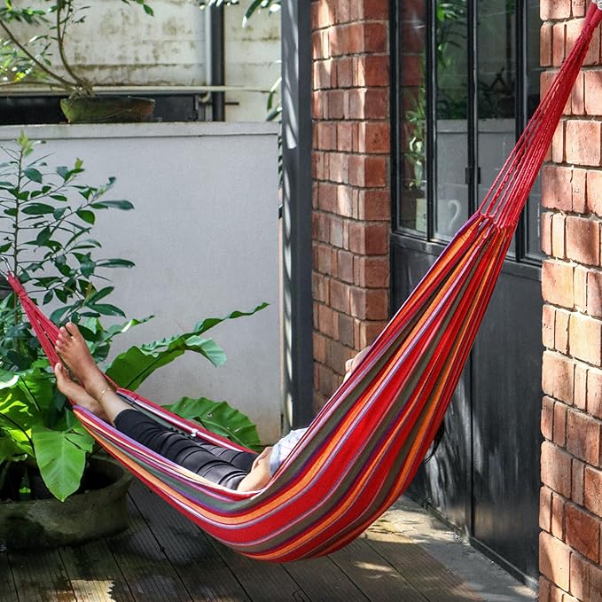 SZHLUX Double Hammock,Cotton Hammock Portable Hammock with Carry Bag,Perfect Camping Outdoor/Indoor Patio Backyard