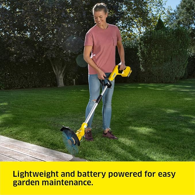 Kärcher 18V Battery-Powered Grass Trimmer LTR 18-30, Cutting Speed: 7800 rpm, Cutting Diameter: 30 cm, Thread Diameter: 1.6 mm, Can be Used with the Kärcher 18V Battery, Battery not Included Yellow