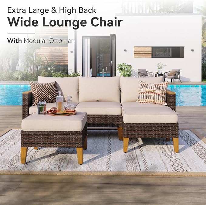 GREEN PARTY 12 Pieces Wicker Patio Furniture Set, All-Weather Outdoor Rattan Patio Sectional Sofa Conversation Set 12 Seats with 4" Thick Cushions for Garden, Backyard, 2 x Swivel Chairs