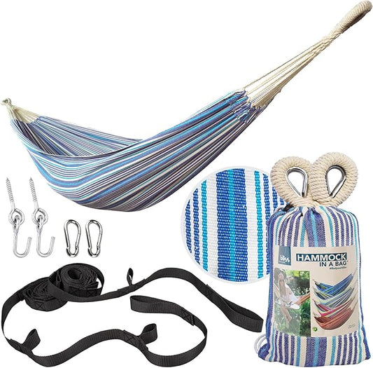 Bliss Hammocks BH-400-SC 40" Wide Hammock w/Hand-Woven Rope Loops & Hanging Hardware, Outdoor, Patio, Backyard Durable, Cotton and Polyester Blend, 220 Lbs Capacity, Sail Cloth