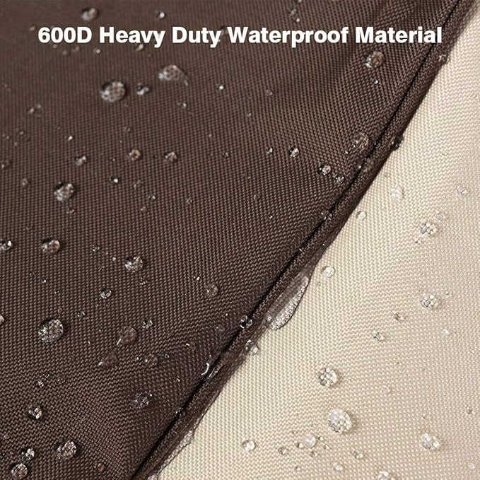 Vailge Stackable Patio Chair Cover,100% Waterproof Outdoor Chair Cover, Heavy Duty Lawn Patio Furniture Covers,Fits for 4-6 Stackable Dining Chairs,2 Pack-36 Lx28 Wx47 H,Beige&Brown