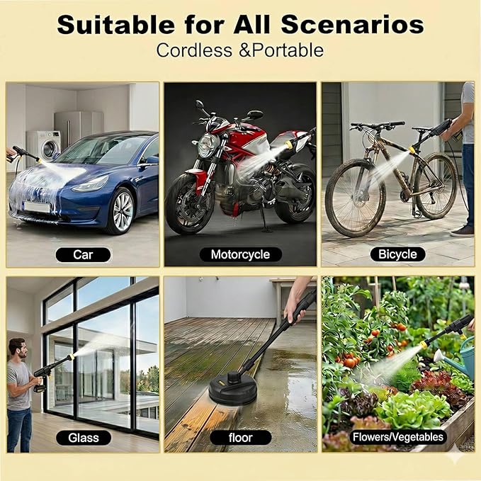 Portable Handheld Cleaning Tool, 6-in-1 Lightweight Car Cleaning Tool with Foam Pot, 16.5FT Hose, Cleaner for Car, Garden, Patio, Floor, Outdoor