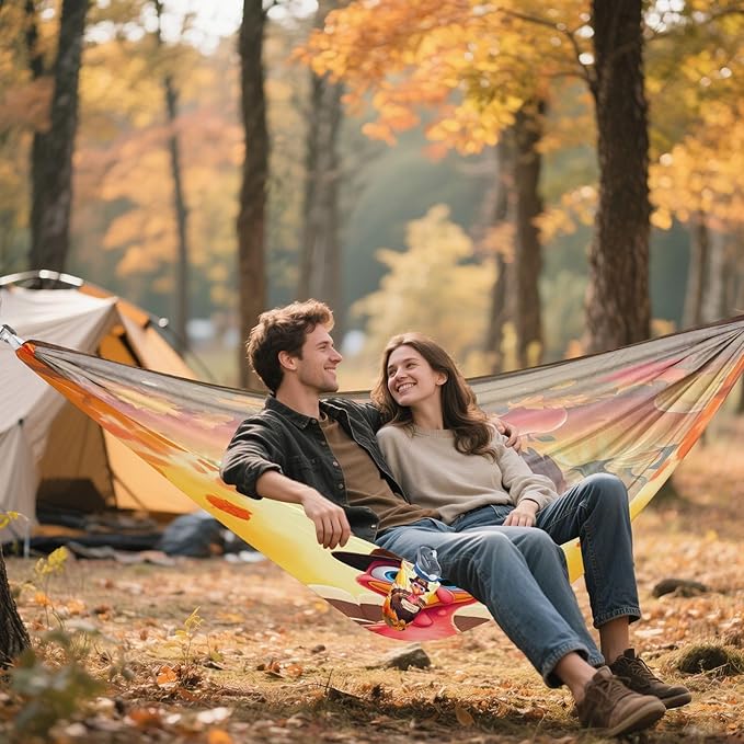 Hammocks for Outside Cartoon Turkey Camping Hammock Portable Hammocks with Tree Straps and Carry Bag Camping Accessories for Hiking Beach Outdoor