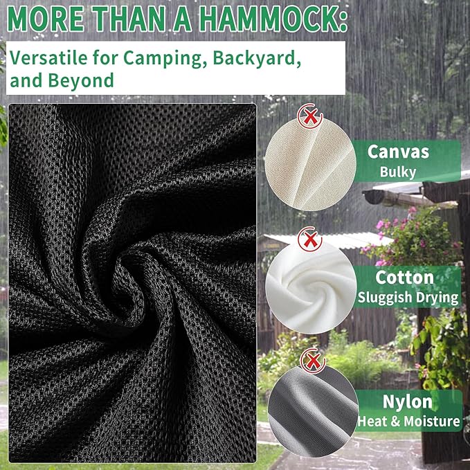 LUKETURE Triangle Camping Hammock, 10ft Multi Person Hammocks Max 1100 lbs for Outdoor Relaxing, Extra Large Hammock w/Ratchet/Webbing Straps (10ft-Triangle Camping Hammock)