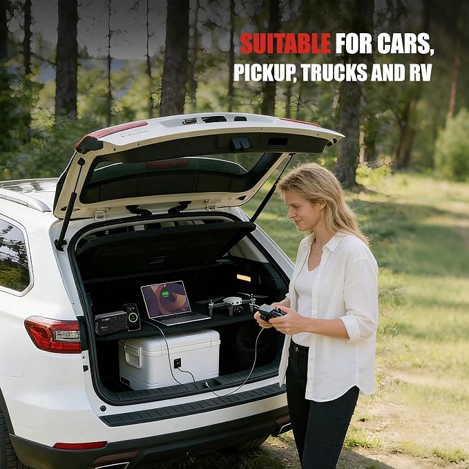 200W Power Inverter for Car – DC 12V to 110V AC Converter with LED Display & 4 USB Ports (24W PD USB-C) – Compact Vehicle Adapter for Laptop, Tablet, Phone – Road Trip Essential