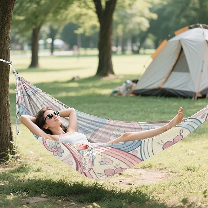 Pastel Paisley Hammocks for Camping with Portabl Carry Bag Portable Hammock Indoor Outdoor Patio