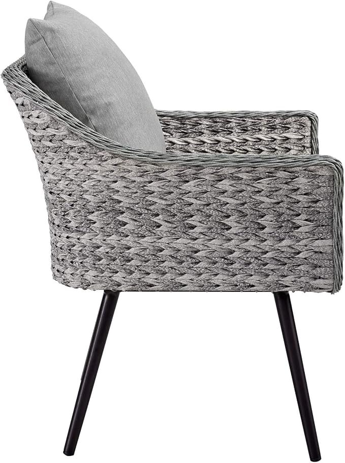 Endeavor 3Piece Outdoor Patio Wicker Rattan Sectional Sofa Set in Gray Gray