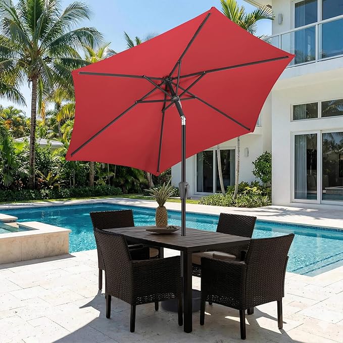 Jarka&Co 7.5ft Patio Umbrella Outdoor - Table Outdoor Umbrella with Push Button Tilt Waterprool UV Protection, Sun Umbrella for Pool, Porch, Garden, Deck, Backyard (Red)