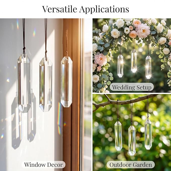 3pcs Crystal Sun Catcher Prisms 4.5'' Large Suncatchers for Window Hanging | Clear Chandelier Crystals Prisms for Room Garden Rainbow Maker Pendants Home Decor