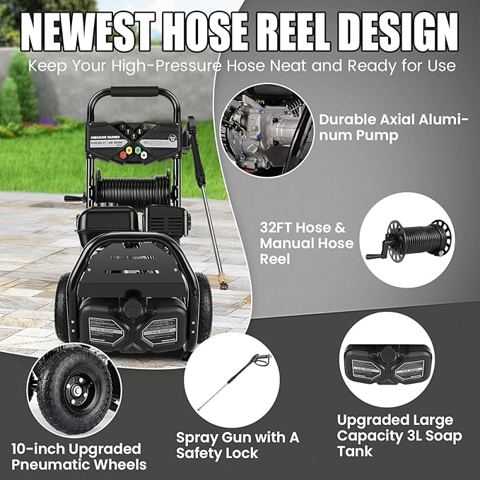 4200PSI P*ressure Washer Cleaner 4.0GPM Gas Po*wer Washer 212CC Gas Powered Washing Machine Commercial High Washer Cleaner with 32ft Hose&5 Nozzles for Patio Garden Yard Vehicle,EPA/CARB/ETL