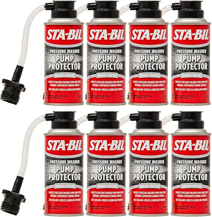 STA-BIL Pump Protector - Protects Pressure Washer Pump and Other Internal Components During Storage - Next Gen Anti-Freeze and Lubricant Formula, 4 oz. (22007-8PK)