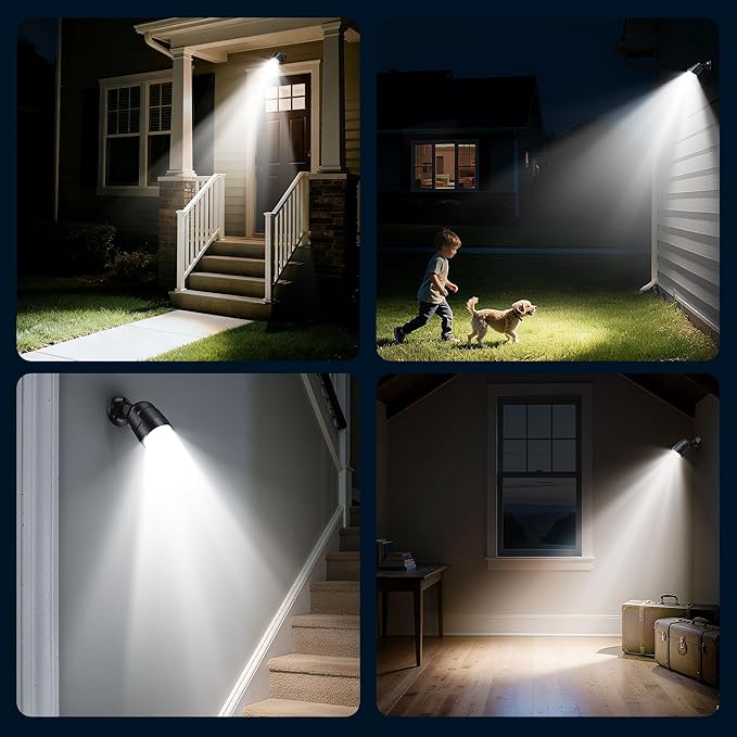 Battery Operated Motion Sensor Light Outdoor, 4000mAh Rechargeable 600 Lumen Battery Powered Spotlight Outdoor Waterproof for Porch, Garage, House(Non-Solar)