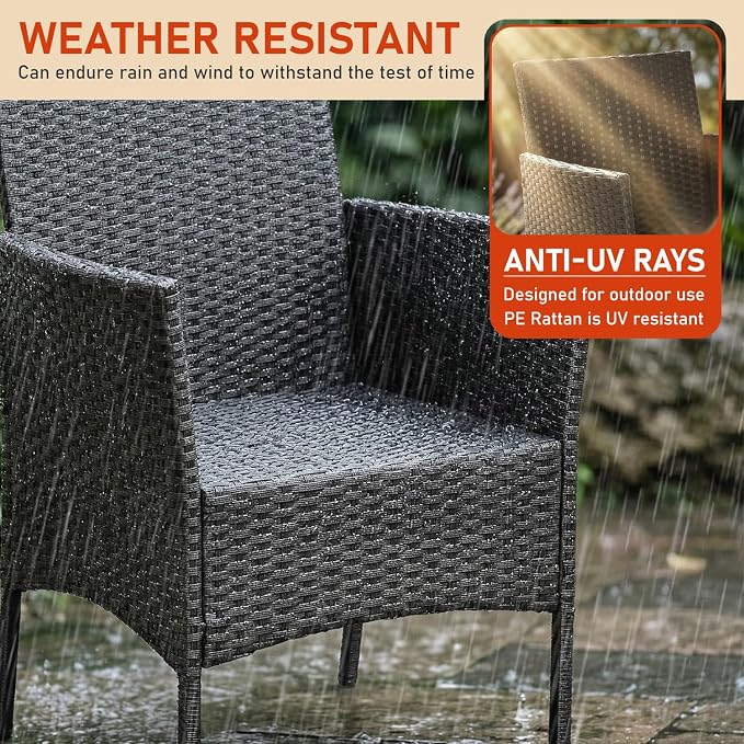 NChanmar 3 Pieces Patio Furniture Outdoor Bistro Set Outdoor&Indoor Conversation Set Coffee Table Chairs Set for 2 with Water-Resistant Cushions for Lawn Yard Garden Porch Balcony and Pool,Blue