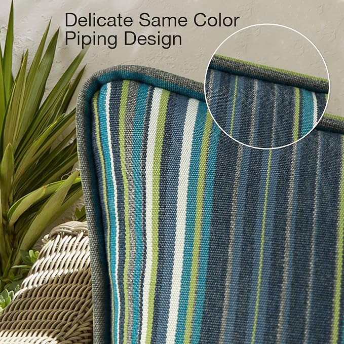 Unimatta Sunbrella Decorative Outdoor Water Repellent Throw Pillows with Inserts, Set of 4, 18" x18" Pillows for Patio, Backyard, Bed, Couch, and Patio Furniture, Beach Stripe Lagoon