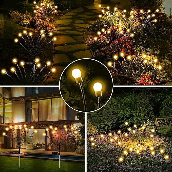 Solar Waterproof Outdoor Lights New Upgrade Solar Garden Lights, Swaying Fireflies, Suitable for Garden Decoration, Patio, Path & Holiday Decoration. (4 Packs - 32 LED)