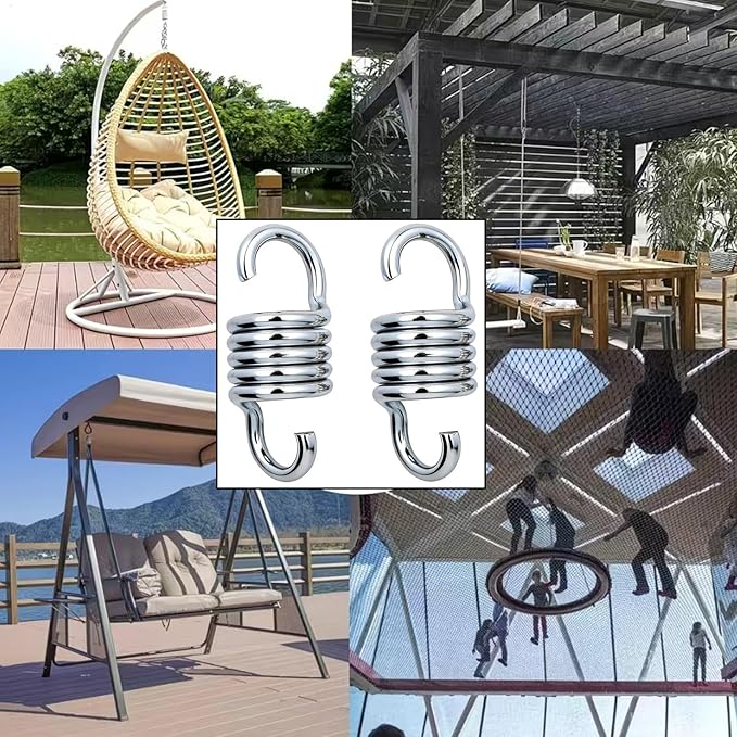 Markeny 2PCS Hammock Spring，Markeny Hardened Galvanized Steel Extension Spring Coil 600lb Support for Hanging Hammock Chairs