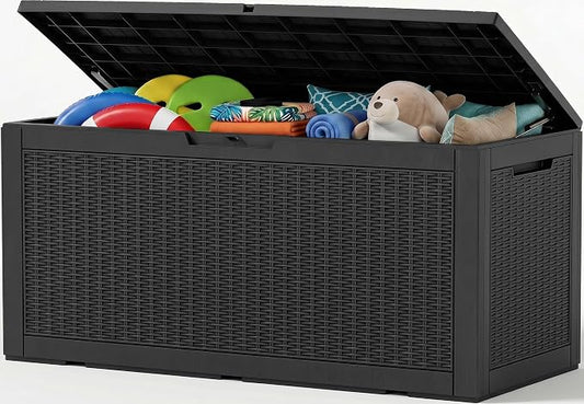 Outdoor Storage Box,160 Gallon Resin Deck Box,Waterproof & UV Resistant Lockable Package Delivery Bin,Toy Cabinet for Indoor & Outdoor