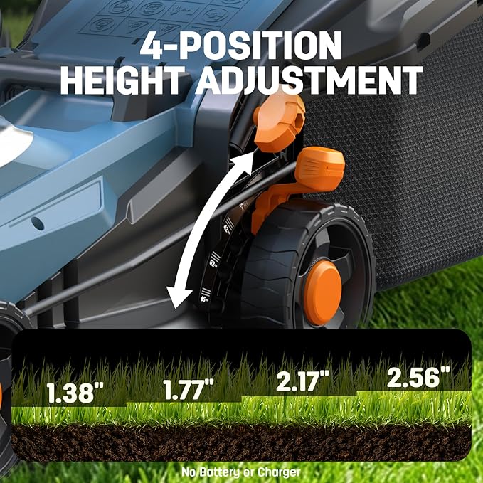 Cordless Electric Lawn Mower 13" Compatible with Makita 18V Battery, 2-in-1 Brushless Push Mower with 4-Position Height Adjustment, Lightweight for Small Yards (Tool Only)