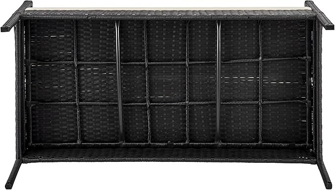 Manhattan Comfort Noli 4-Piece Patio Conversation Set, Outdoor Furniture Made of Steel Rattan | Includes 2 Modern Armchairs, Loveseat, Tempered Glass Coffee Table, Removable Waterproof Cushions, Cream