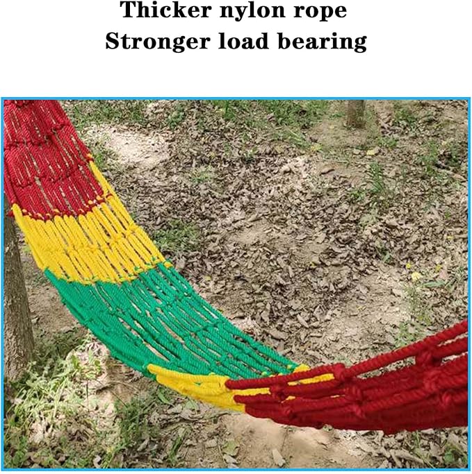 BNEI Outdoor Hammock, Rope net Hammock, Breathable, max. Load 100kg, 110 * 210 cm, Includes Cable, Hooks and Storage Bag