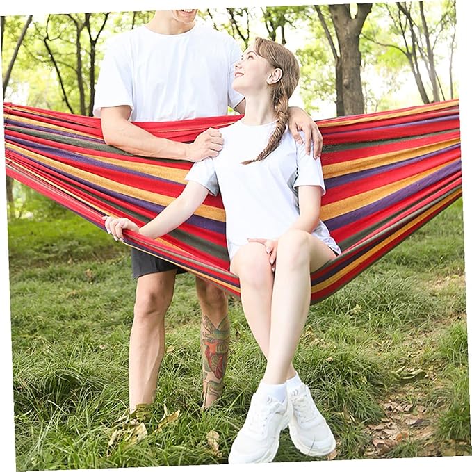 SUPVOX Canvas Hammock Garden Swing Outdoor Hammock Roll Leisure Portable Folding Camping