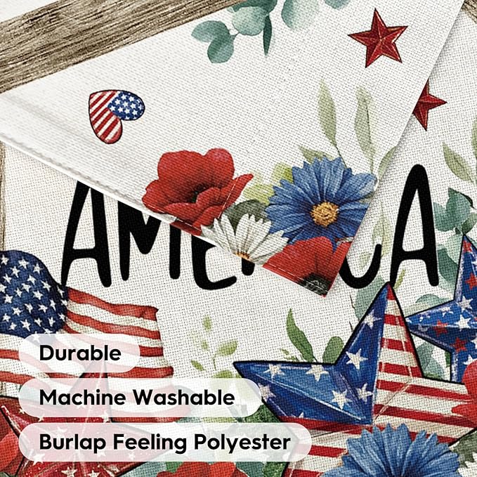 AVOIN colorlife Patriotic 4th of July House Flag 28x40 Inch Double Sided Outside, Floral Memorial Day God Bless America Yard Outdoor Decoration