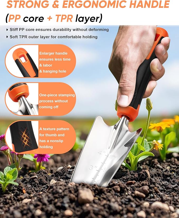 9-Piece Stainless Steel Garden Tools Set, HaSteeL Outdoors Gardening Hand Utensils Kit with Storage Bag, Rust Resistant, Heavy Duty, Gift for Women/Man/Gardeners