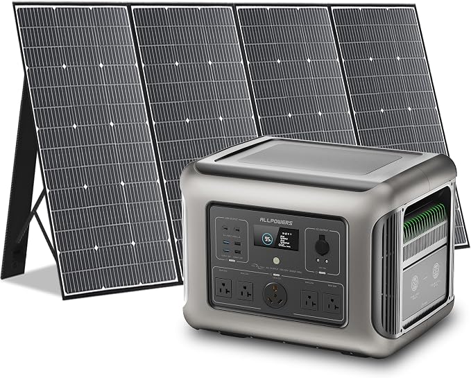 ALLPOWERS R2500 V2 Solar Generator Kit with 400W Panel: 1920Wh LiFePO4, 2500W AC Output, 2x100W USB-C PD Fast Charging, 80% Charge in 1 Hour, for Home Backup Camping RV Off-Grid