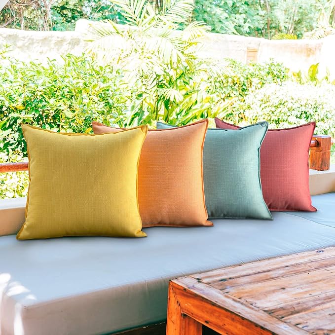 MIULEE Set of 2 Decorative Outdoor Waterproof Pillow Covers Blend 18x18 Outdoor Pillow Inserts for Patio Furniture, Black