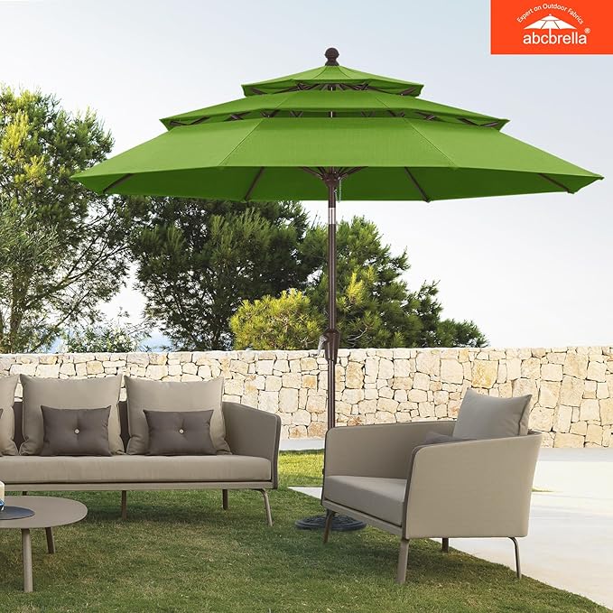 ABCCANOPY 5-Year 10-Year No Fading 9FT 3 Tiers Patio Umbrella, Outdoor Table Umbrella with 8 Sturdy Ribs for Deck, Backyard, Garden, Yard