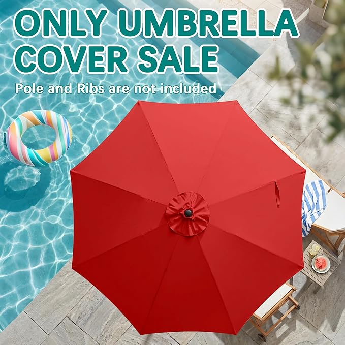 AreShark 9FT Patio Umbrella Replacement Canopy – Durable UV Protective Outdoor Table Market Umbrella Top for 8 Ribs, Canopy Only with Air Vent