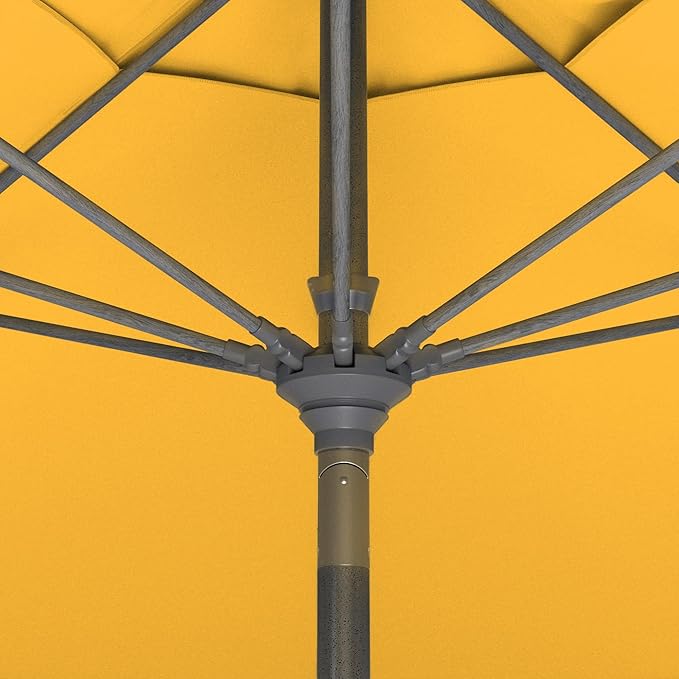 California Umbrella 11Ft Sunbrella Patio Umbrella, Fiberglass Ribs, Hand-Crank, Tilt-Collar, Gray Frame, Sunflower Yellow Fabric