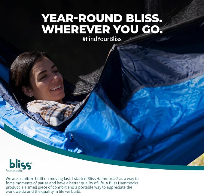 Bliss Hammocks BH-406XLS-RB Hammock in a Bag w/ Adjustable Tree Straps, 54-in. Wide, Weather & UV Resistant, 350 Lb. Capacity (Royal Bliss)