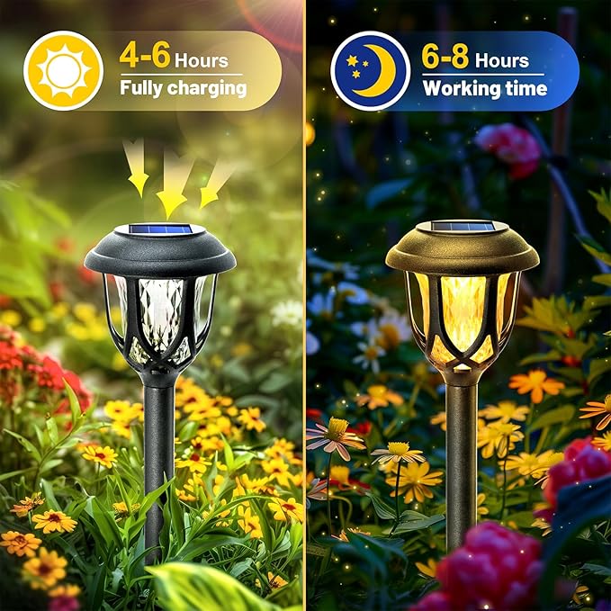 Anordsem Solar Garden Light Outdoor：6 Pack LED Waterproof Pathway Lighting - Uniquely Designed Modern Durable Decorative Lights for Lawns Walkways Backyards - Gifts for Gardening Enthusiasts